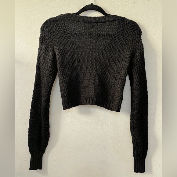 Spring Black Cropped Chunky Cardigan - Picture 2 of 4